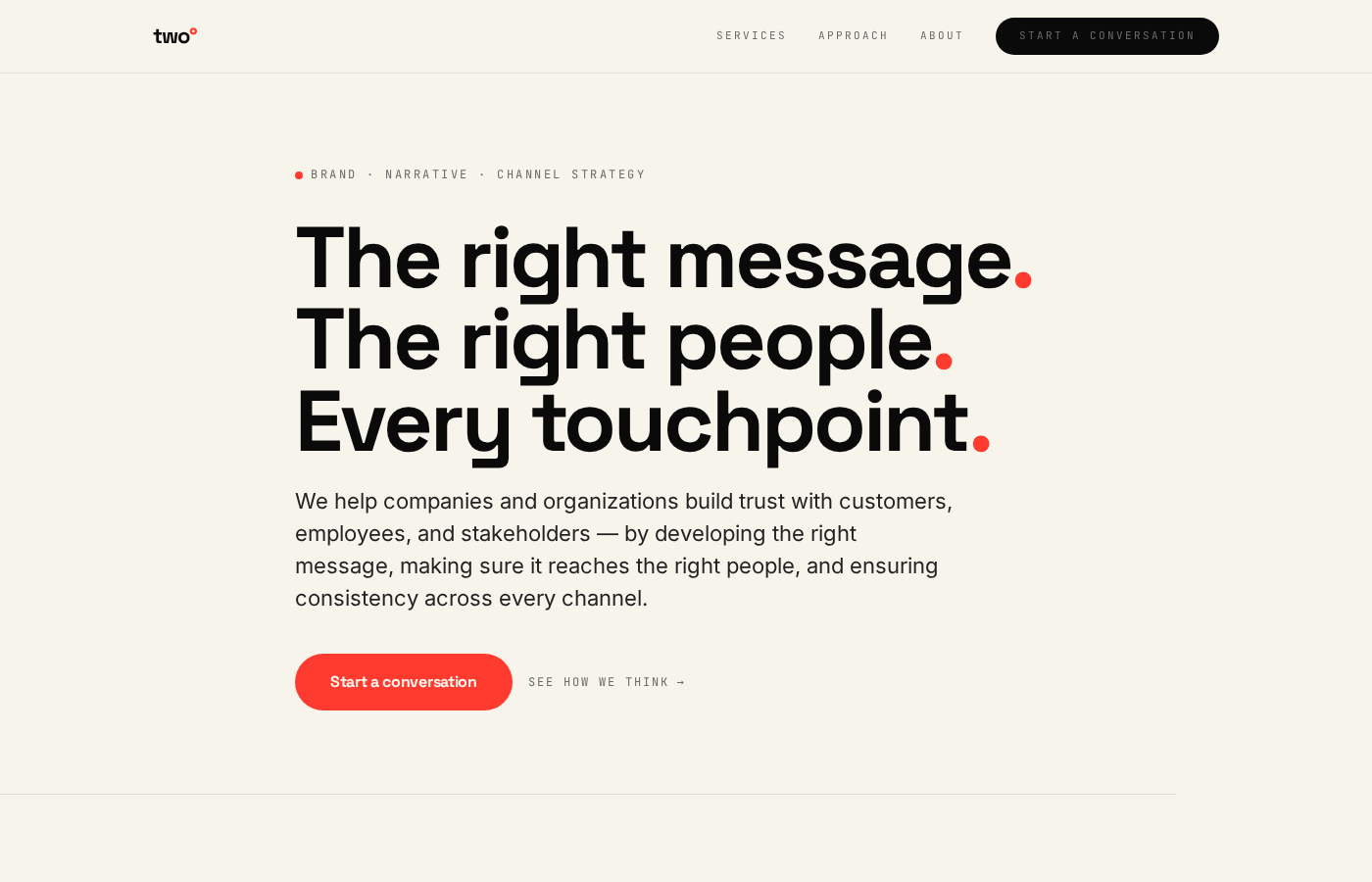 Two Degrees Agency website